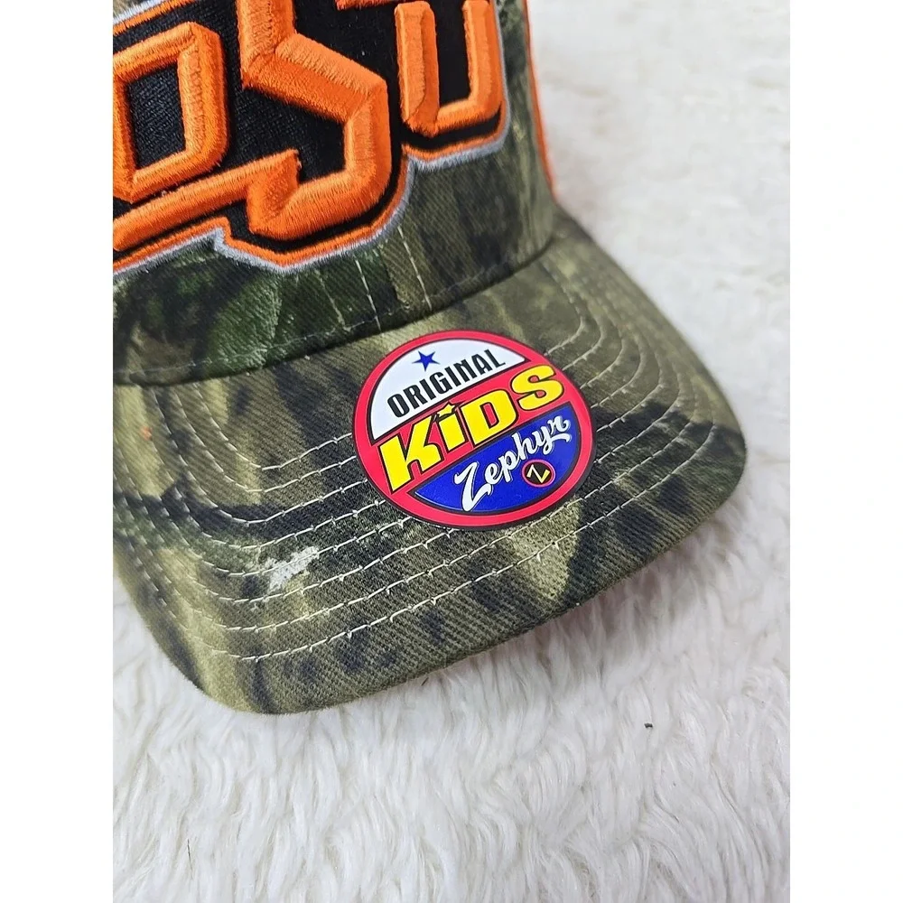 Zephyr Oklahoma State Cowboys Flex Fit Youth Kids‎ Hat Cap Camo Hunting Orange